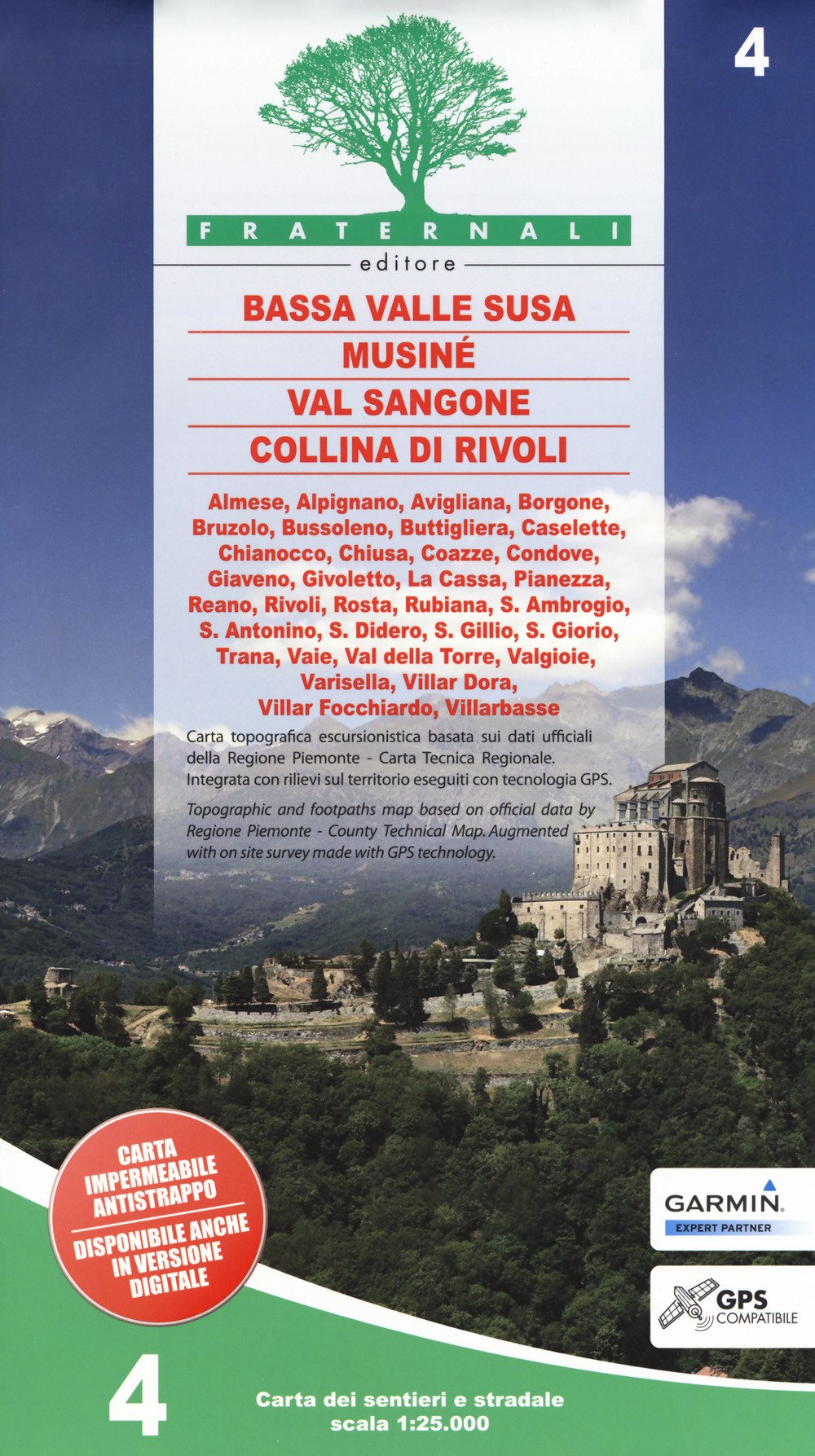 Carta n. 4. Bassa Valle Susa, Musiné, Val Sangone, Collina di Rivoli. Carta dei sentieri e stradale 1:25.000. Adatto a GPS Leisure, Home & Garden