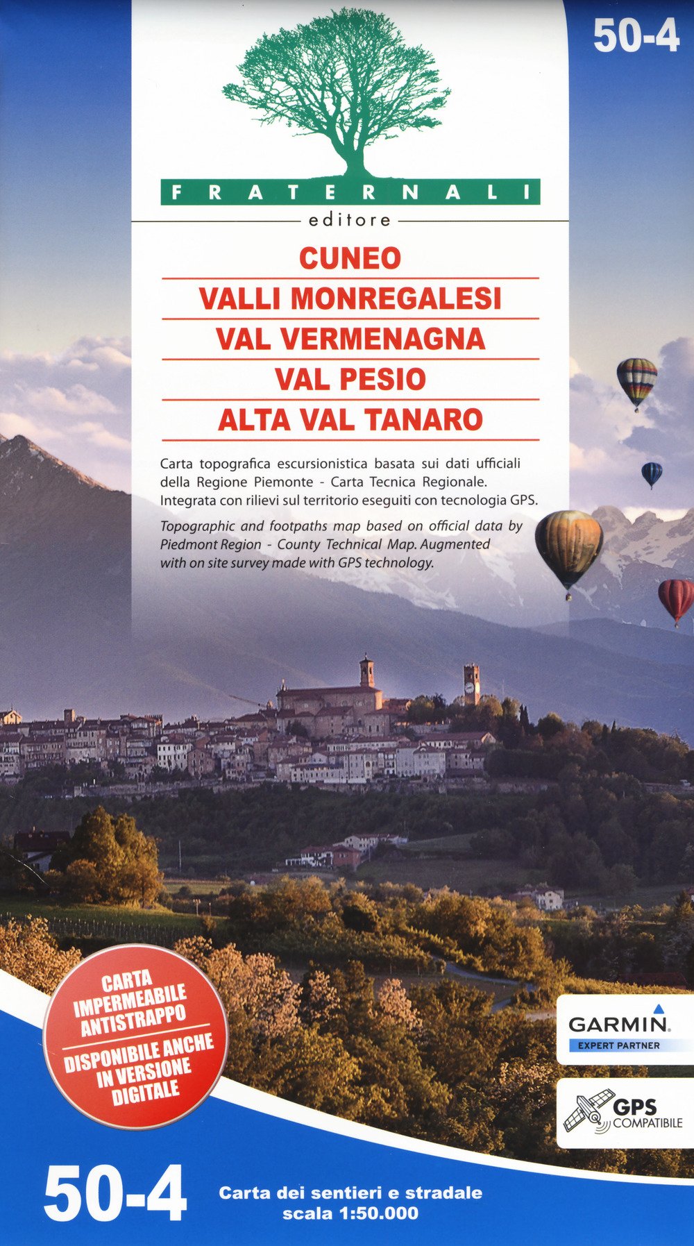 Carta n. 50-4. Cuneo, Valli Monregalesi, Val Vermegnana, Val Pesio, Alta Val Tanaro. Carta dei sentieri e stradale 1:50.000. Adatto a GPS Leisure, Home & Garden