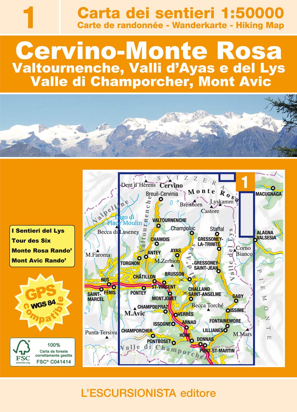 Cervino-Monte Rosa. Carta dei sentieri scala 1:50.000. Ediz. multilingue (Alte vie) Leisure, Home & Garden