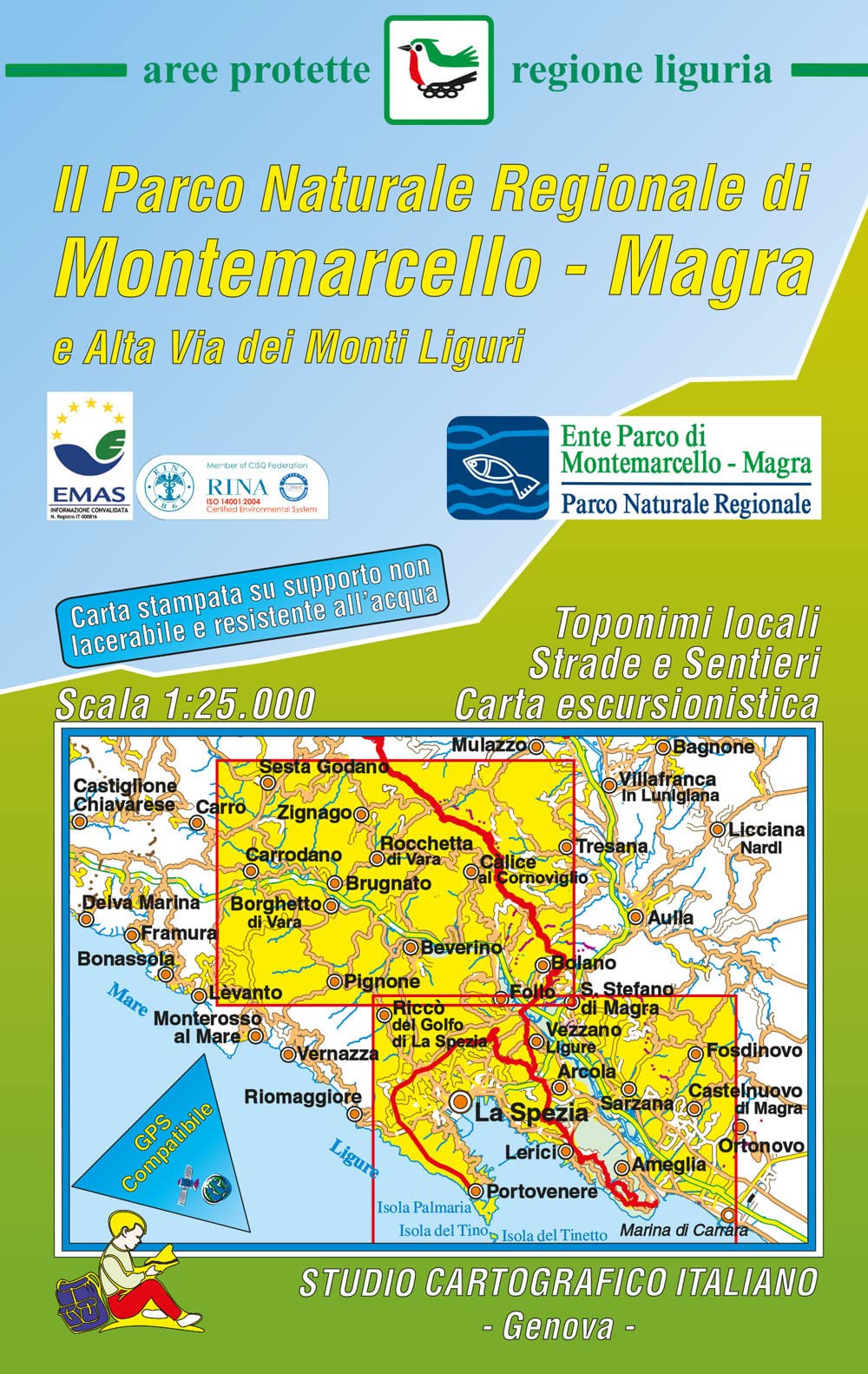 Parco naturale regionale di Montemarcello. Magra e Alta via dei Monti liguri. carta escursionistica 1:25.000 Leisure, Home & Garden
