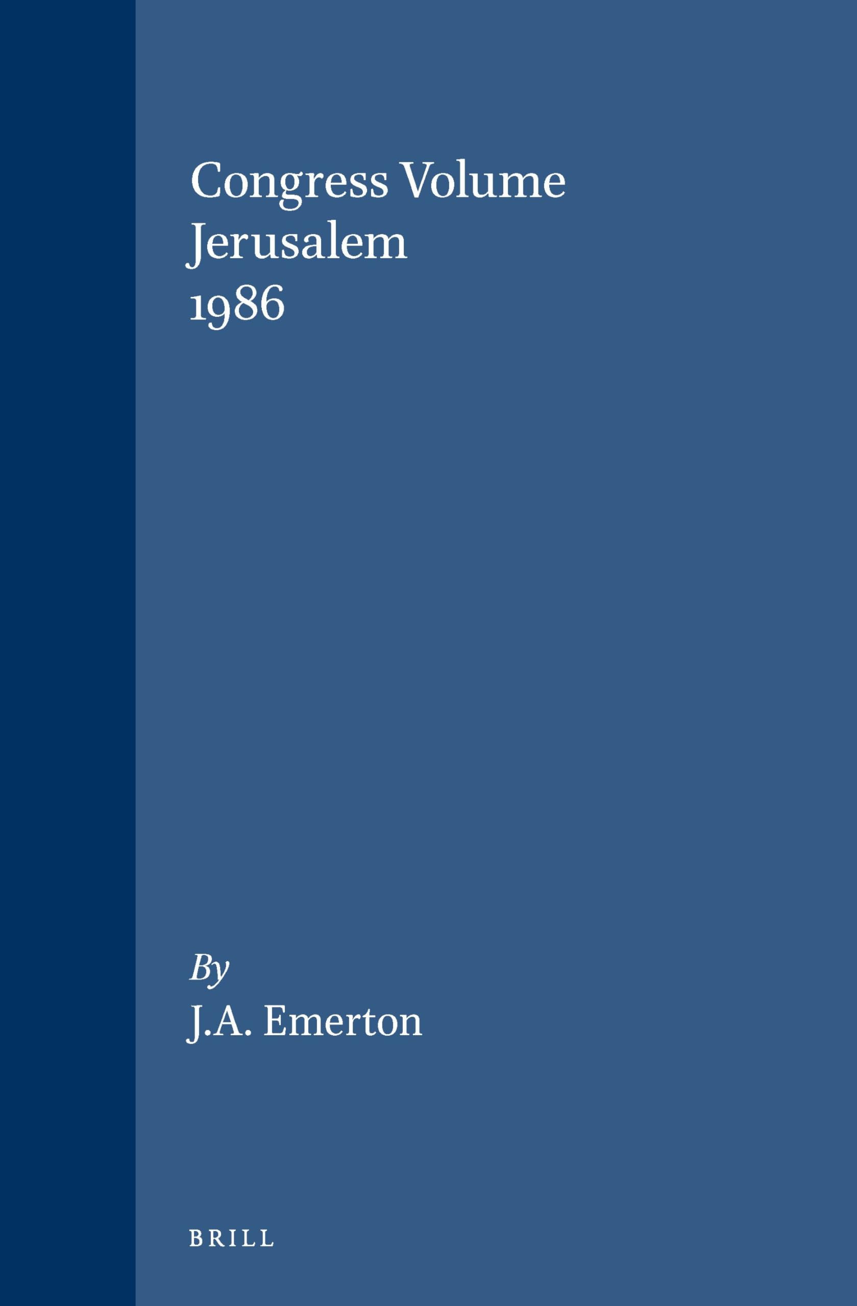 Product Image: Congress Volume Jerusalem 1986