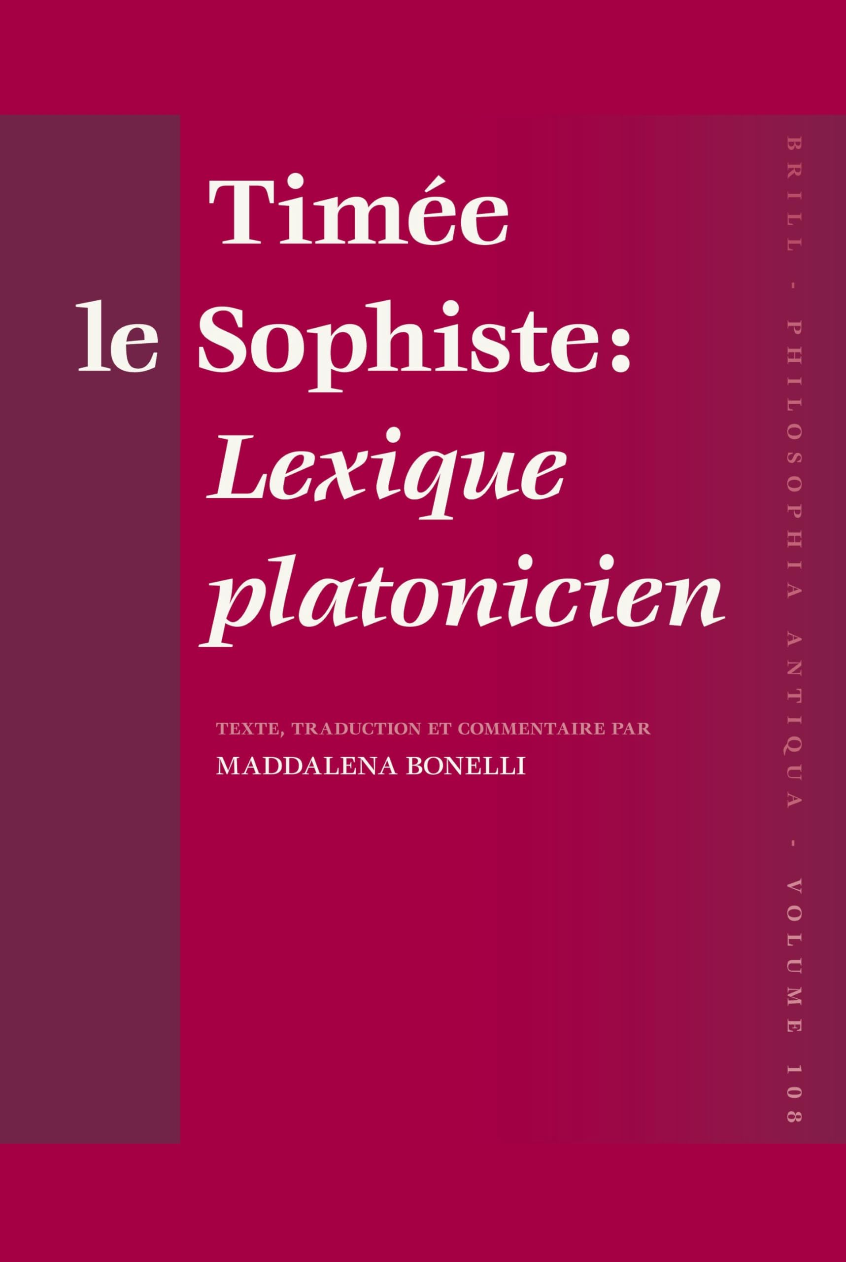 Timée le Sophiste: Lexique platonicien book