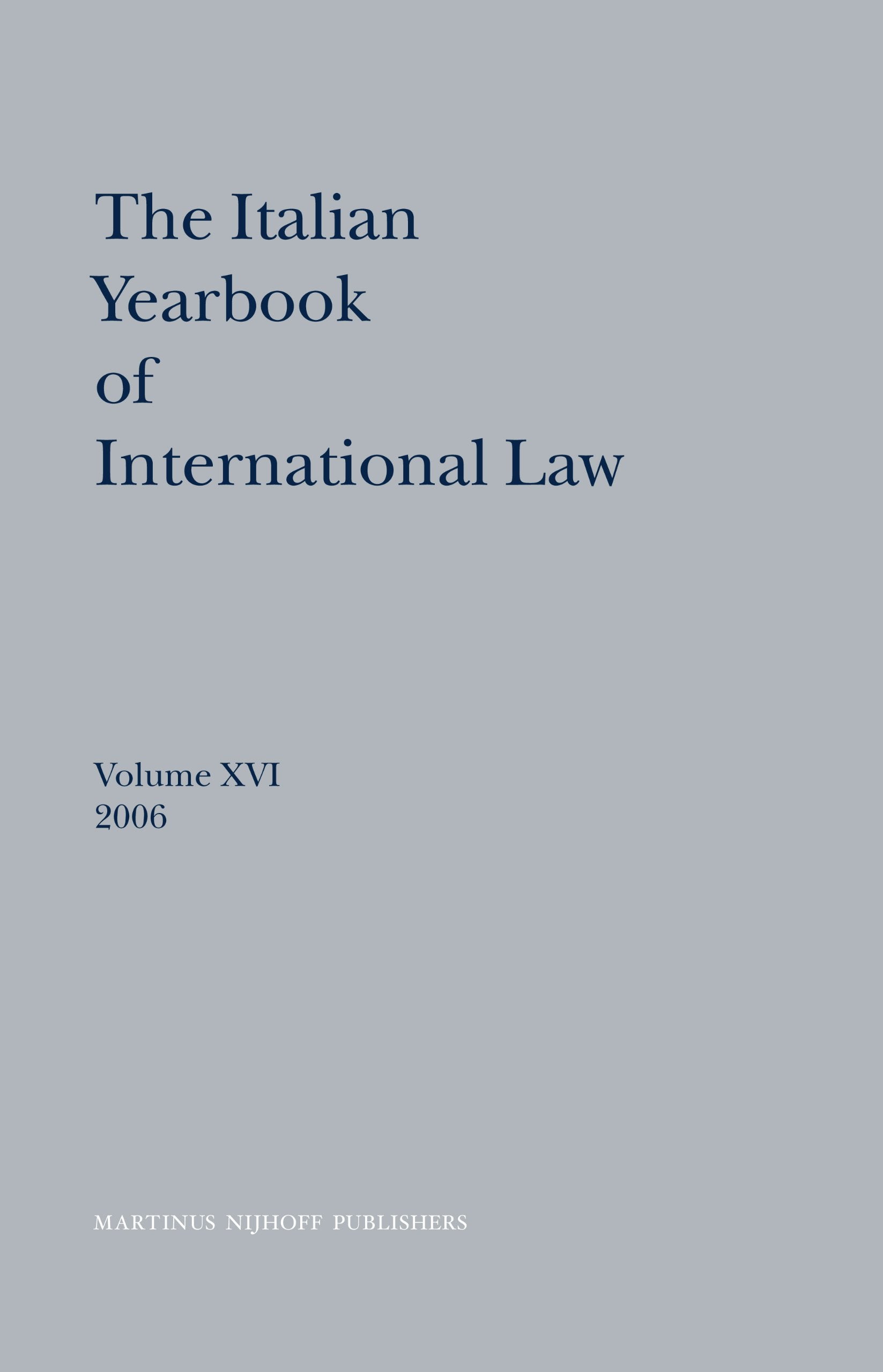 The Italian Yearbook of International Law, 2006 book