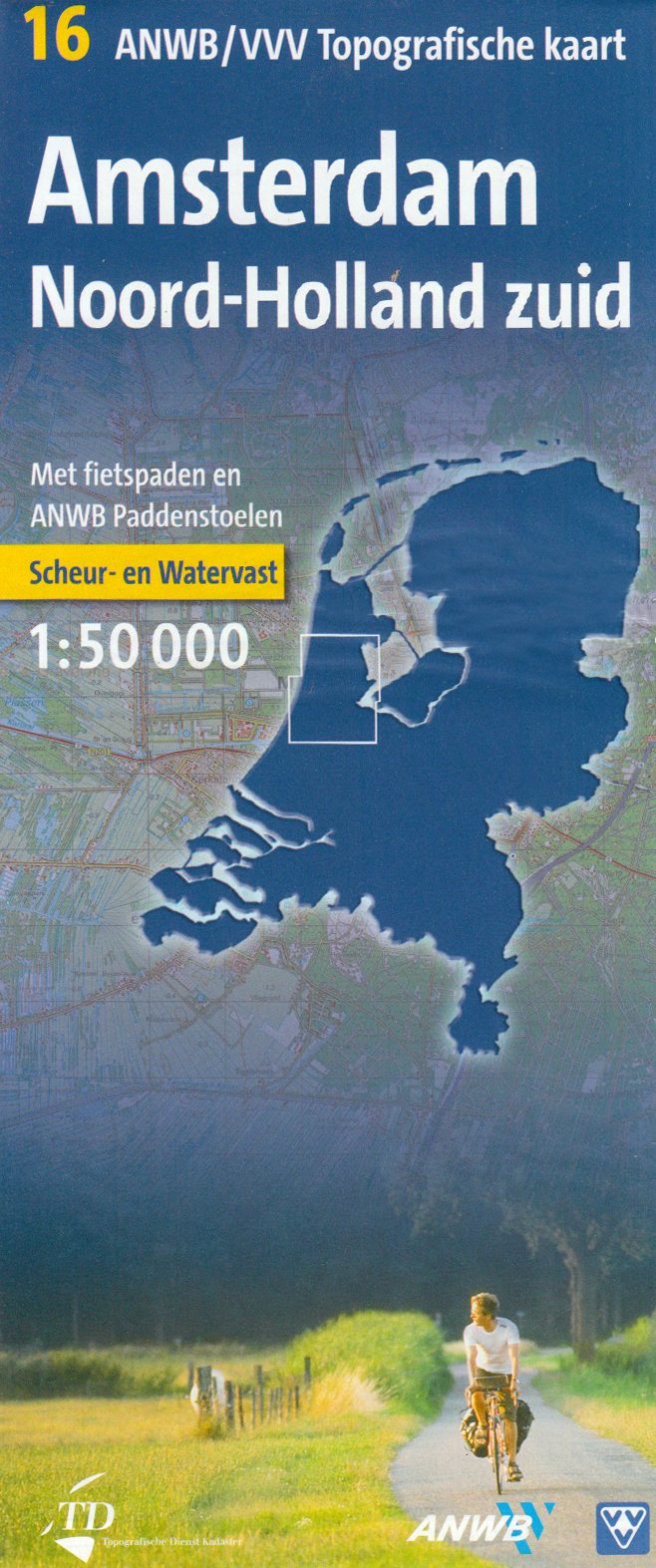 Noord-Holland Zuid Topografische Kaart: 1 : 50.000 met fietspaden en ANWB Paddestoelen (ANWB/VVV Topografische Fietskaart) Geology & Geography