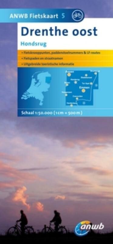 ANWB Fietskaart Drenthe Oost: Hondsrug. Fietsknooppunten, paddenstoelnummers & LF-routes, Fietspaden en straatnamen, Uitgebreide toeristische informatie (ANWB fietskaart (5)) Hiking & Cycling Books