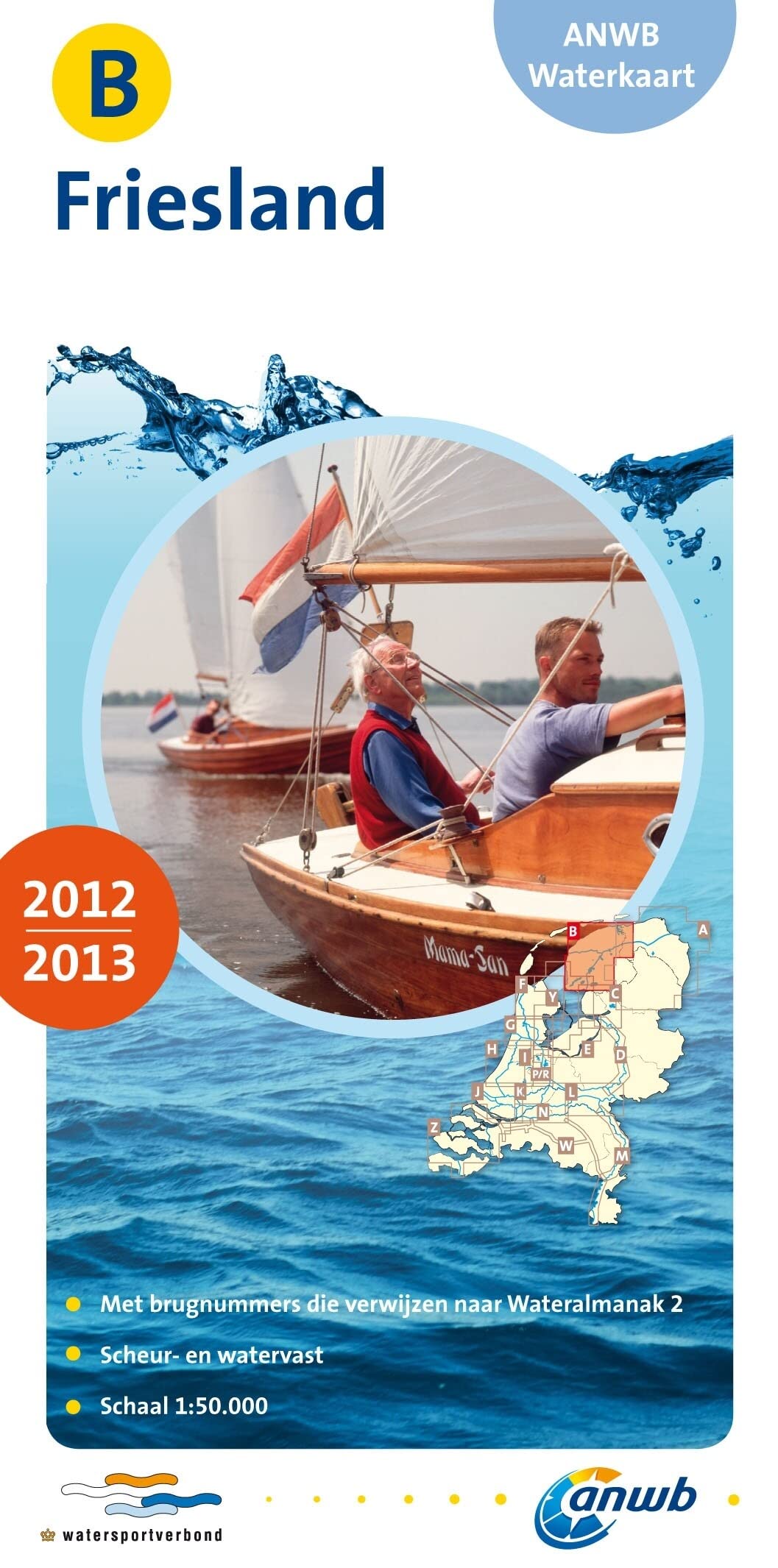 Friesland 2012/2013: Waterkaart B (ANWB waterkaart) Geology & Geography