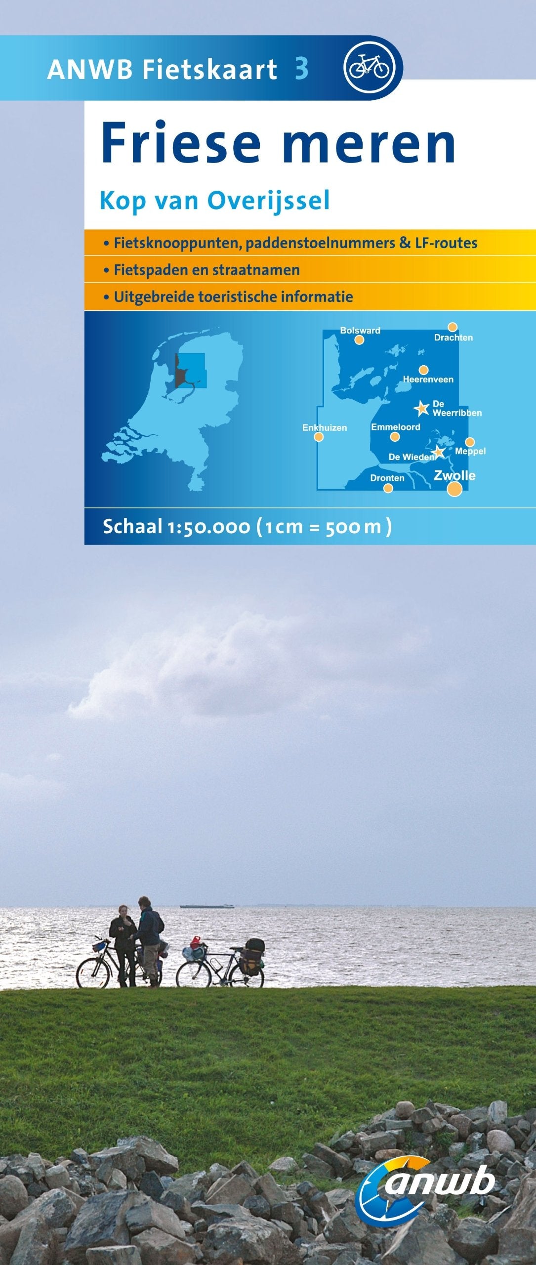 ANWB Fietskaart 3 Friese meren: Kop van Overijssel Books