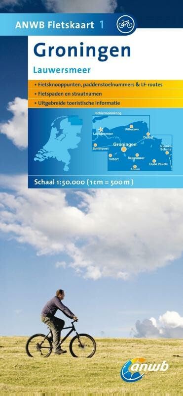 ANWB Fietskaart Groningen: Lauwersmeer. Fietsknooppunten, paddenstoelnummers & LF-routes. Fietspaden en straatnamen. Uitgebreide toeristische informatie (ANWB fietskaart (1)) Maps & Plans