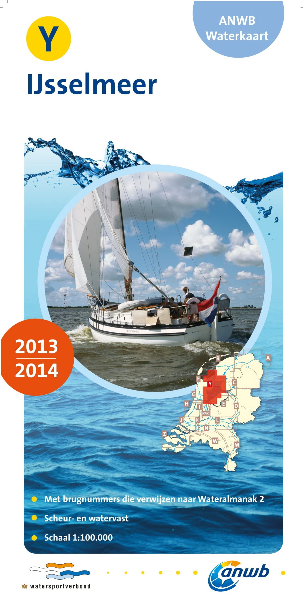 ANWB Waterkaart Y Yselmeer 2013/2014 Geology & Geography