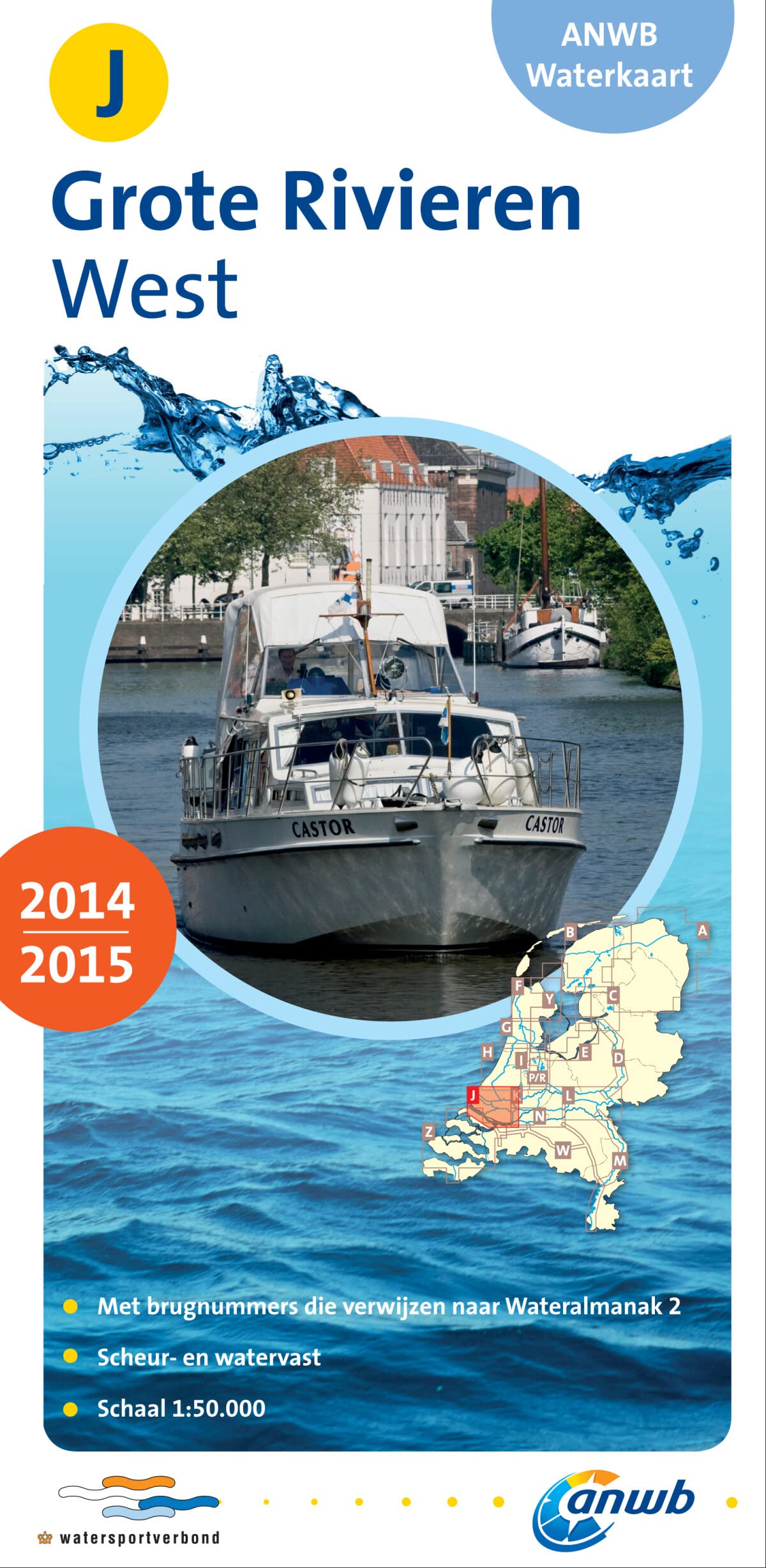 ANWB Waterkaart Grote Rivieren West 2014/2015: Met brugnummers die verwijzen naar Wateralmanak 2. Scheur- en Watervast (ANWB waterkaart (J)) Leisure & Fun