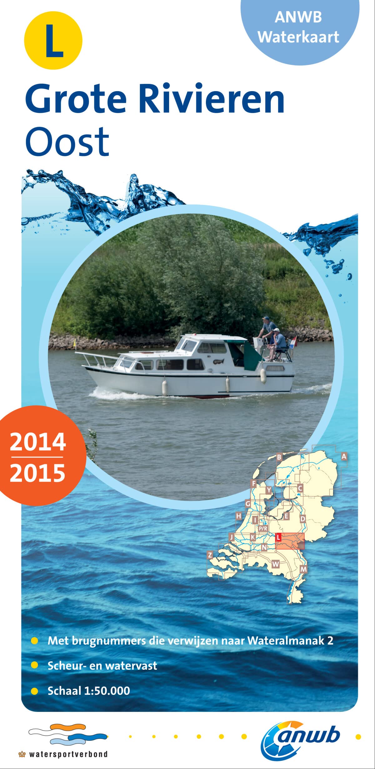 ANWB Waterkaart Grote Rivieren Oost 2014/2015: Met brugnummers die verwijzen naar Wateralmanak 2. Scheur- en Watervast (ANWB waterkaart (L)) Leisure & Fun