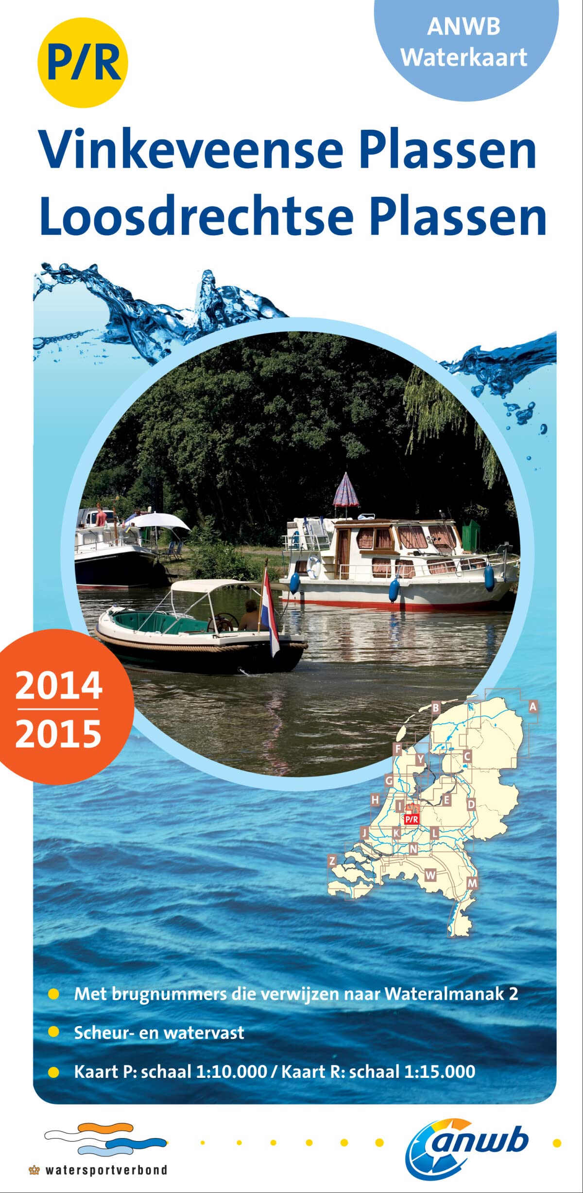 ANWB Waterkaart Vinkeveense Plassen, Loosdrechtse Plassen 2014/15: Met brugnummers die verwijzen naar Wateralmanak 2. Scheur- en Watervast (ANWB wegenatlas (PenR)) Leisure & Fun