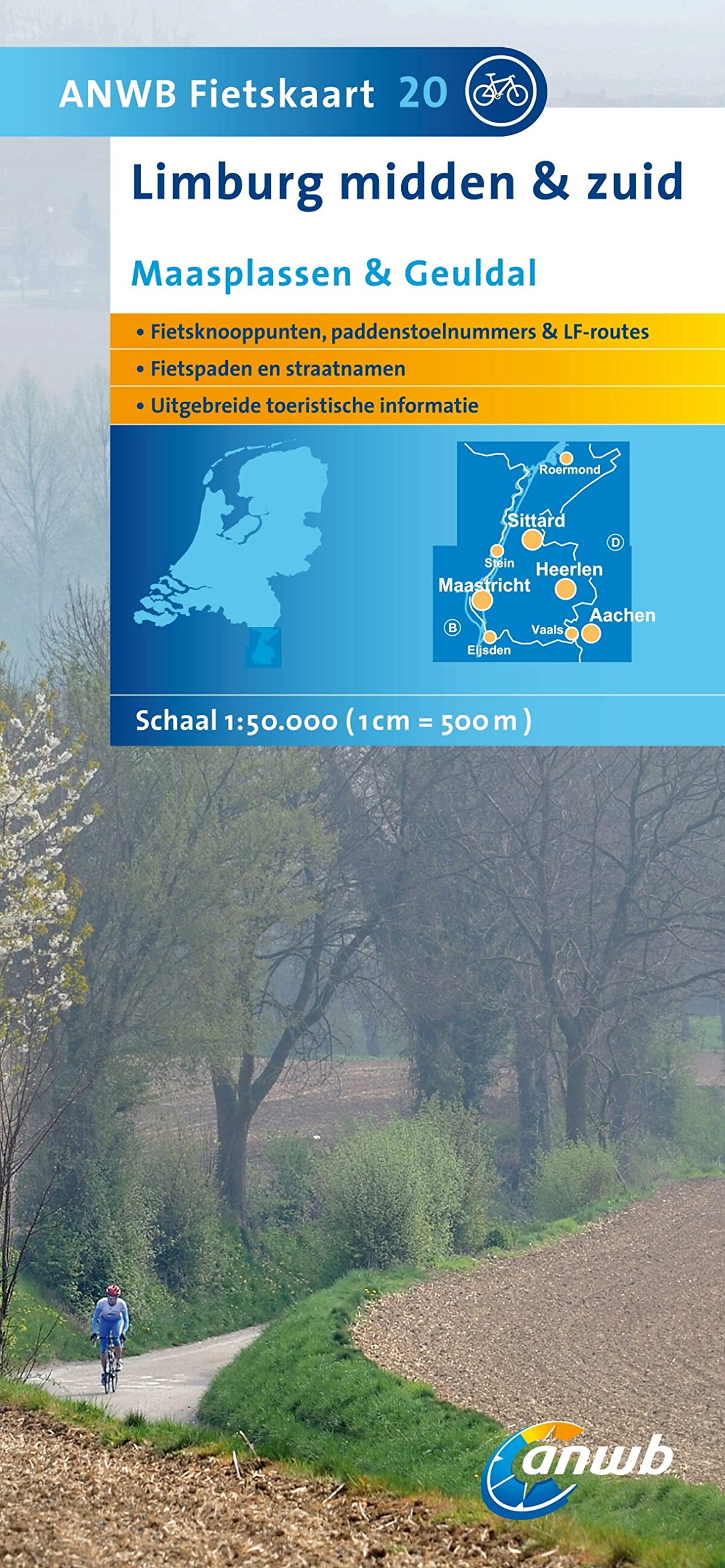 Fietskaart 20 Limburg Midden en zuid 1 : 50 000 mit Radwegen Maps & Plans