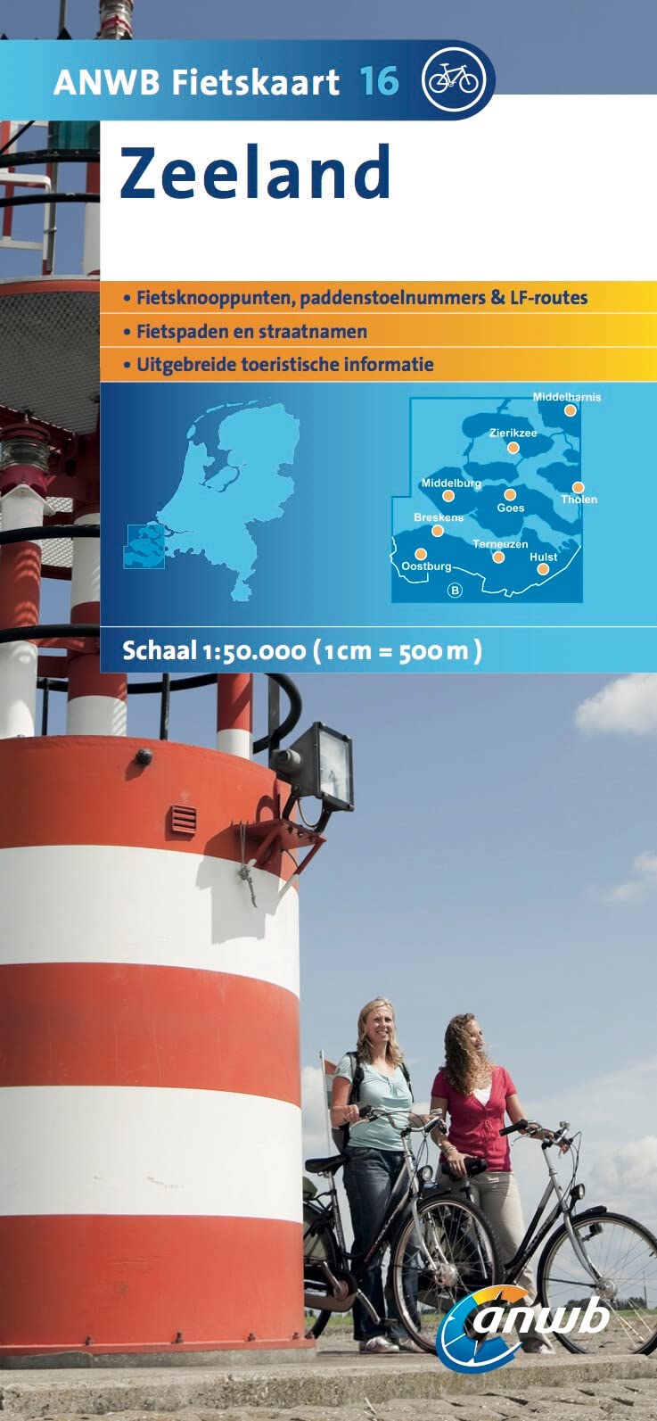 ANWB Fietskaart Zeeland: Fietsknooppunten, paddenstoelnummers & LF-routes. Fietspaden en straatnamen. Uitgebreide toeristische informatie. Mit QR-Codes (ANWB fietskaart (16)) Maps & Plans