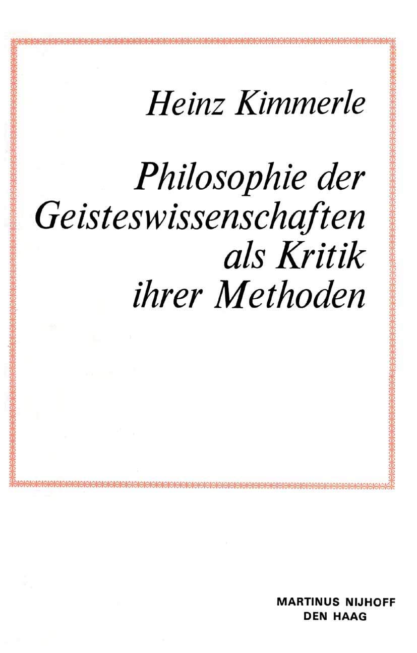 Philosophie der Geisteswissenschaften als Kritik Ihrer Methoden (Tertiary Level Biology) Philosophy