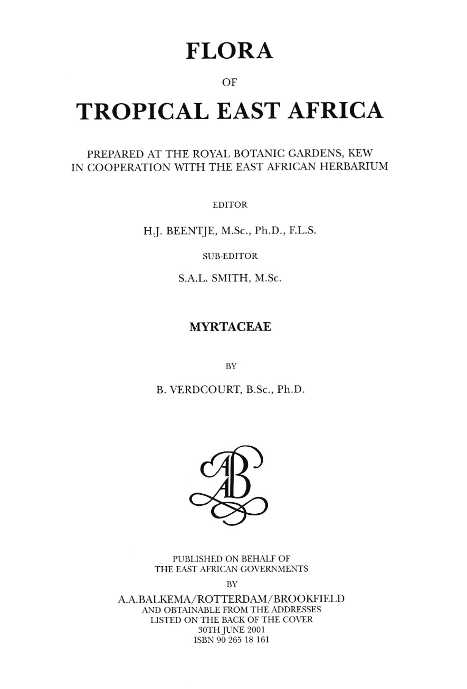 Flora of Tropical East Africa - Myrtaceae (2001) Business & Technology