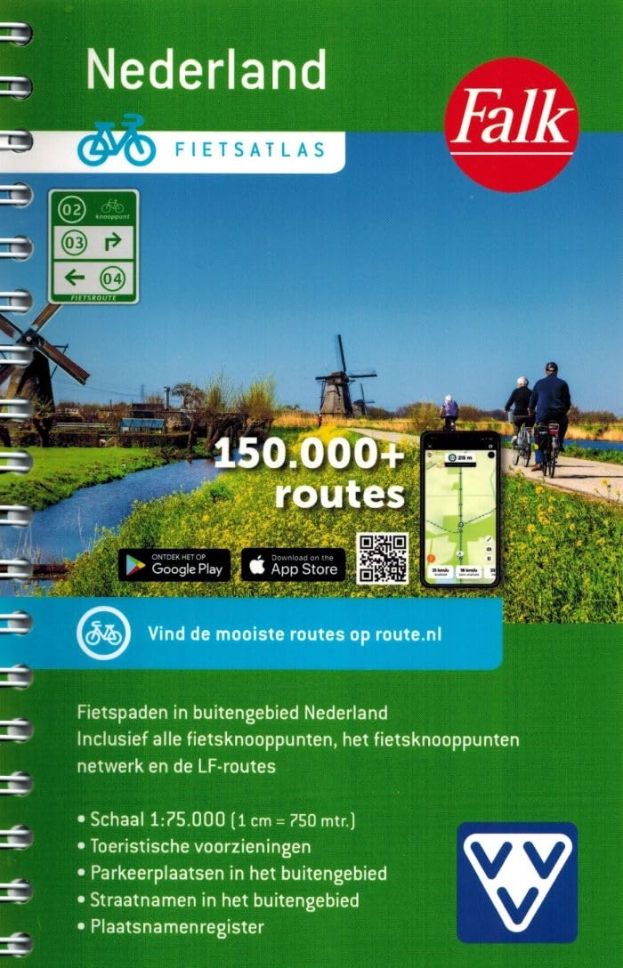 Falk fietsatlas Nederland: 1:75.000 met alle knooppunten en LF-routes (Fietsatlassen) Leisure & Fun