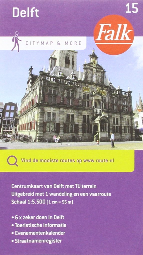Delft: centrumkaart van Delft met TU terrein uitgebreid met 1 wandeling en een vaarroute (Falk citymap & more) Leisure, Home & Garden