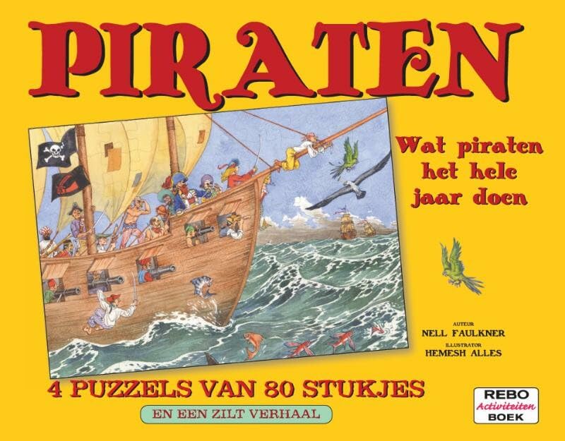 Piraten: 4 puzzels van 80 stukjes en een zilt verhaal book