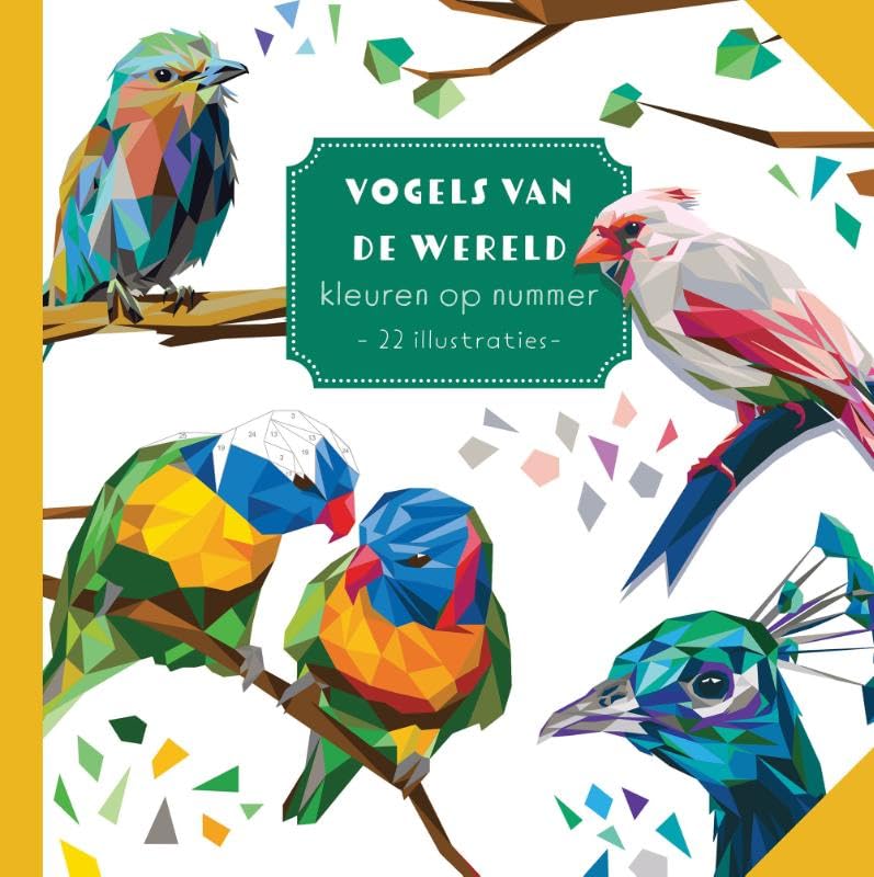 Vogels van de wereld - Kleuren op nummer: 22 illustraties book