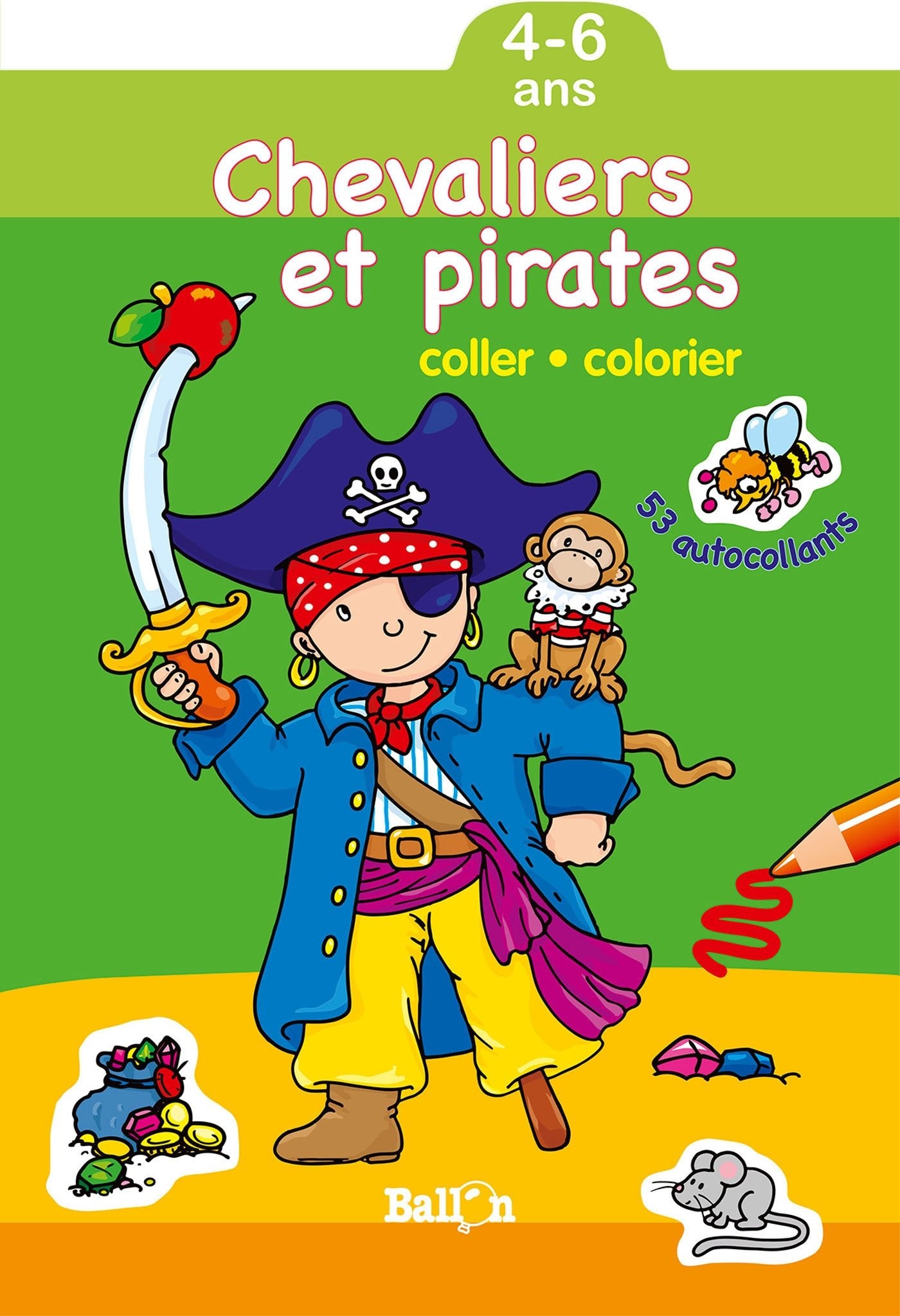 COLLER COLORIER- CHEVALIERS ET PIRATES(4-6ANS book
