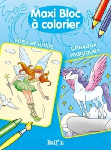 MAXI BLOC A COLORIER FEES ET LUTINS / CHEVAUX MAGIQUES book