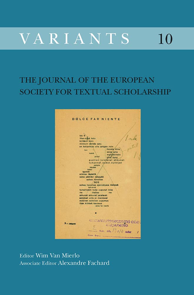 The Journal of the European Society for Textual Scholarship book