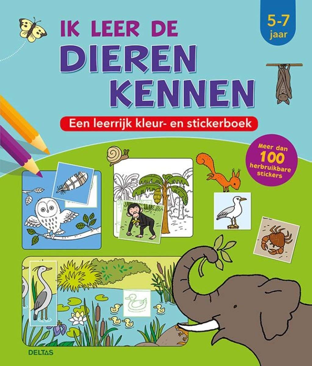 Ik leer de dieren kennen: een leerrijk kleur- en stickerboek: Meer dan 100 herbruikbare stickers Tiptoi & Games