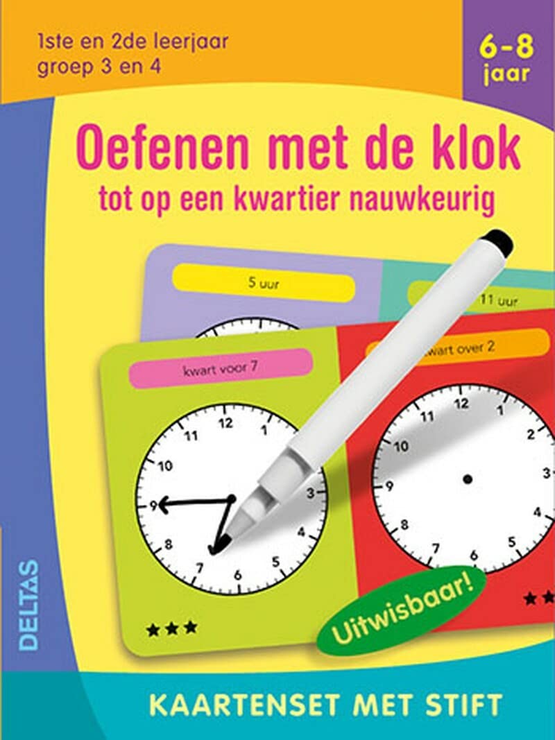 Oefenen met de klok tot op een kwartier nauwkeurig (6-8 j.) (Kaartenset met stift) Non-fiction