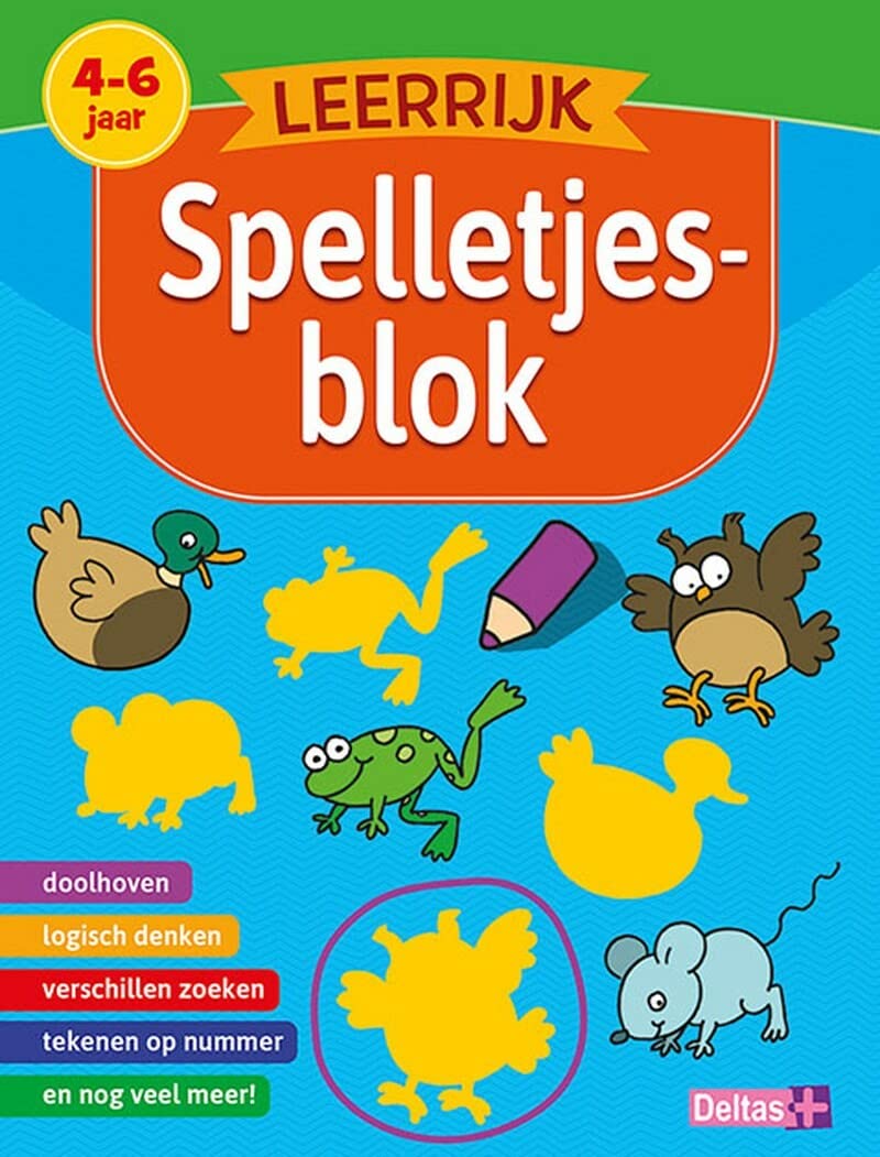 Leerrijk spelletjesblok (4-6 j.): doolhoven - logisch denken - verschillen zoeken - tekenen op nummer en nog veel meer! Tiptoi & Games
