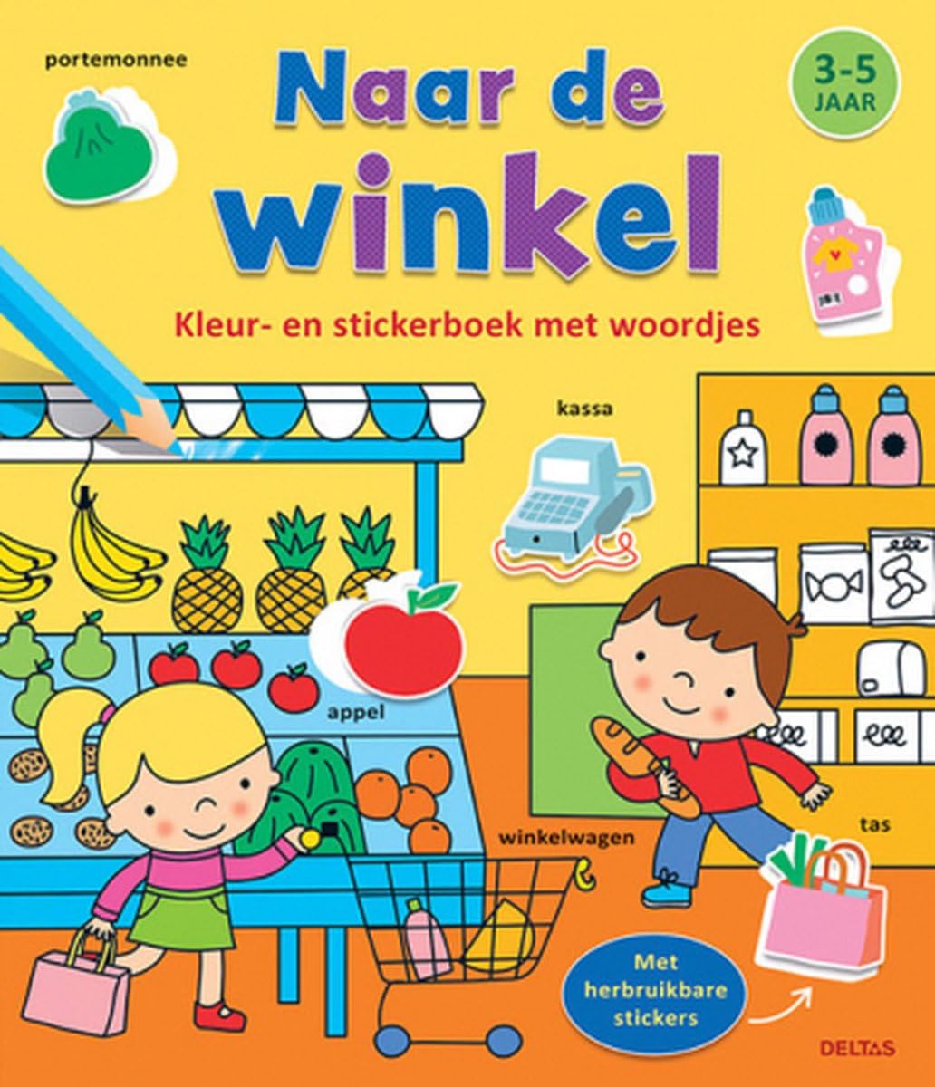 Kleur- en stickerboek met woordjes - Naar de winkel (3-5 j.): Kleur- en stickerboek met woordjes Tiptoi & Games
