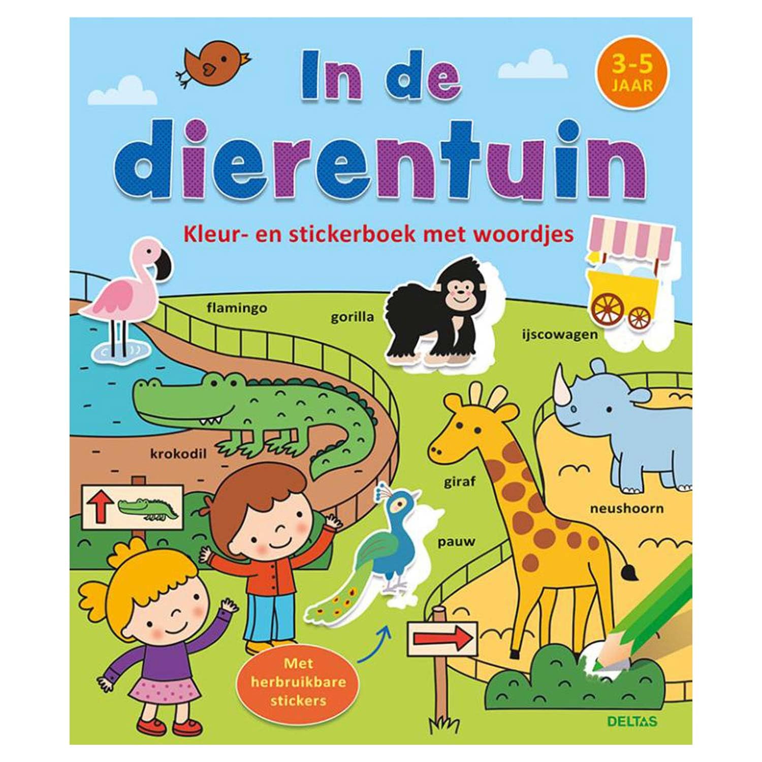 Kleur- en stickerboek met woordjes - In de dierentuin (3-5 j.) book