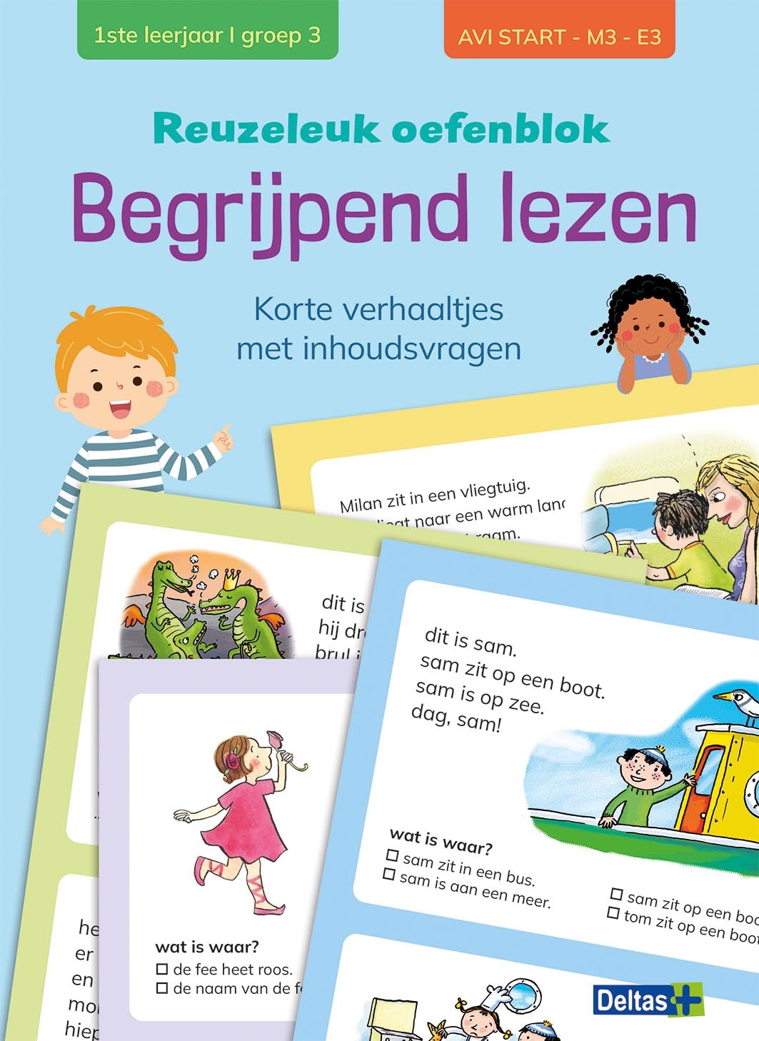 Reuzeleuk oefenblok begrijpend lezen (AVI start - M3 - E3): Korte verhaaltjes met inhoudsvragen book