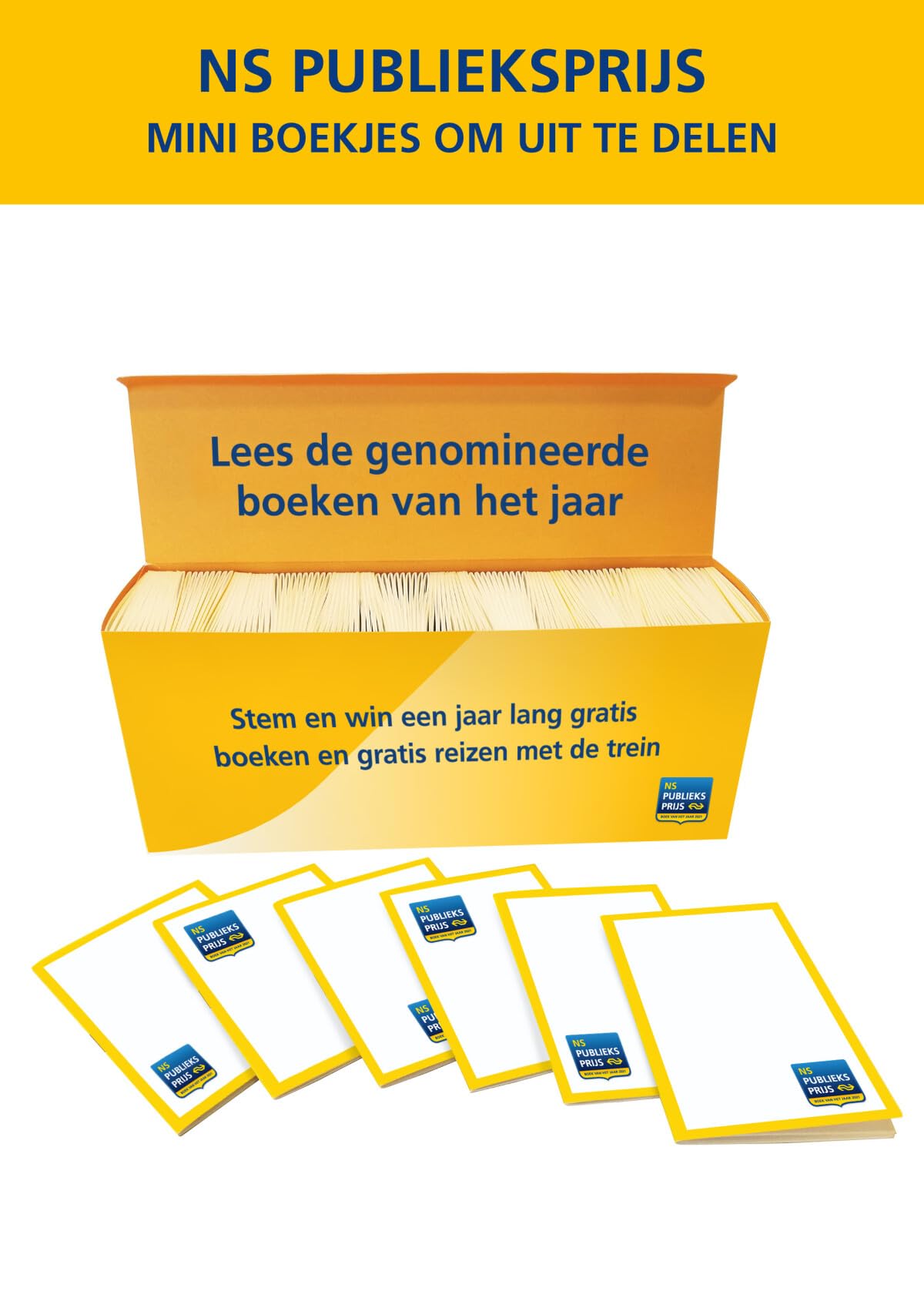 Miniboekjes met leesfragmenten NS Publieksprijs 2023: Let op: dit is de prijs voor niet-KBb Plus leden! KBb Plus leden krijgen 28% korting book