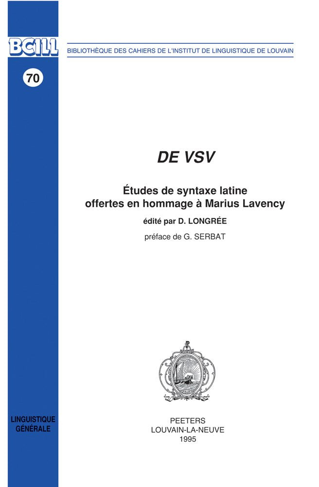 De Vsv. Etudes De Syntaxe Latine Offertes En Hommage a Marius Lavency book