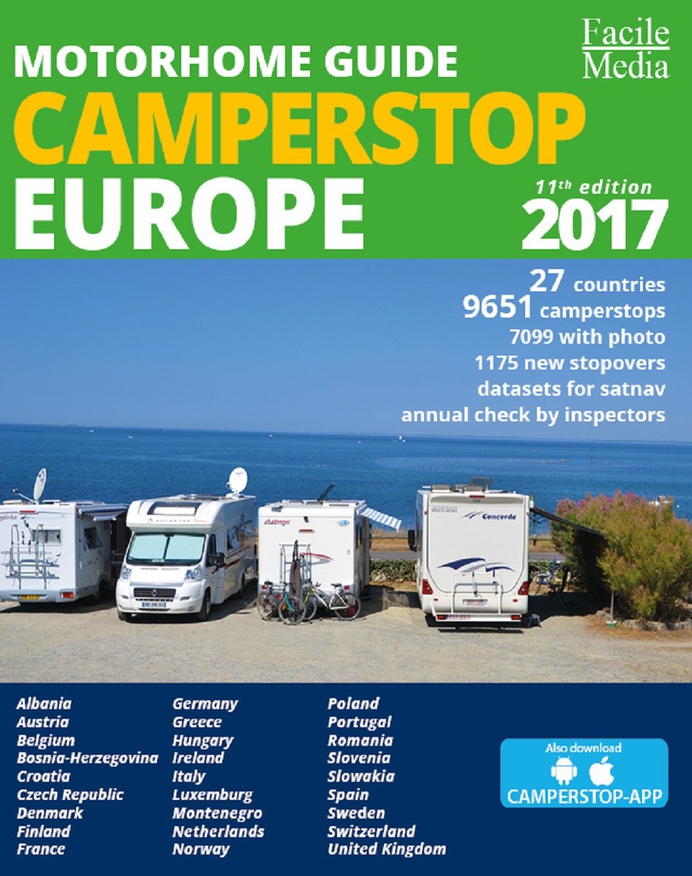 Motorhome Guide Camperstop Europa 2017: 27 Countries, 9851 Camperstops, 7099 with Photo, 1175 New Stopovers. With Camperstop-App Leisure, Home & Garden