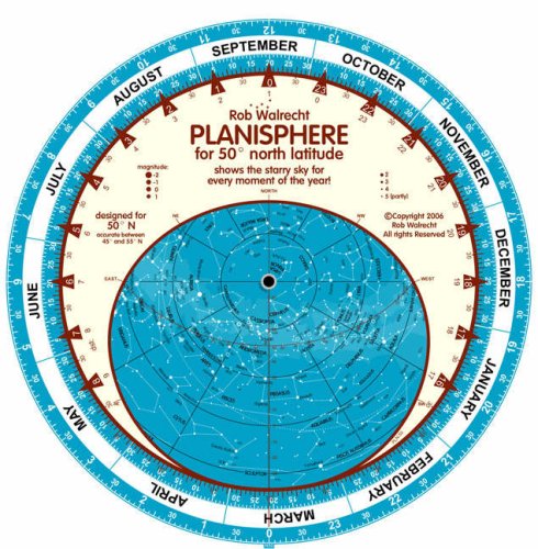 Planisphere for 50 Degrees North Latitude: Shows the Starry Sky for Every Moment of the Year (English planispheres) Mathematics