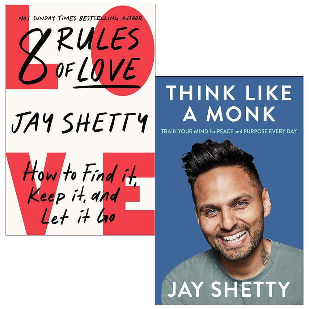 Jay Shetty Collection 2 Books Set (8 Rules of Love , Think Like a Monk) Partnership & Love