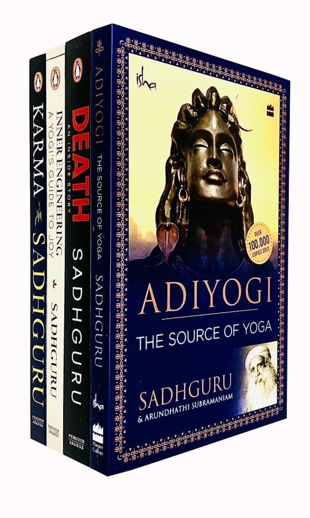 Sadhguru Collection 4 Books Set (Adiyogi The Source of Yoga, Death, Inner Engineering, Karma) Lifestyle
