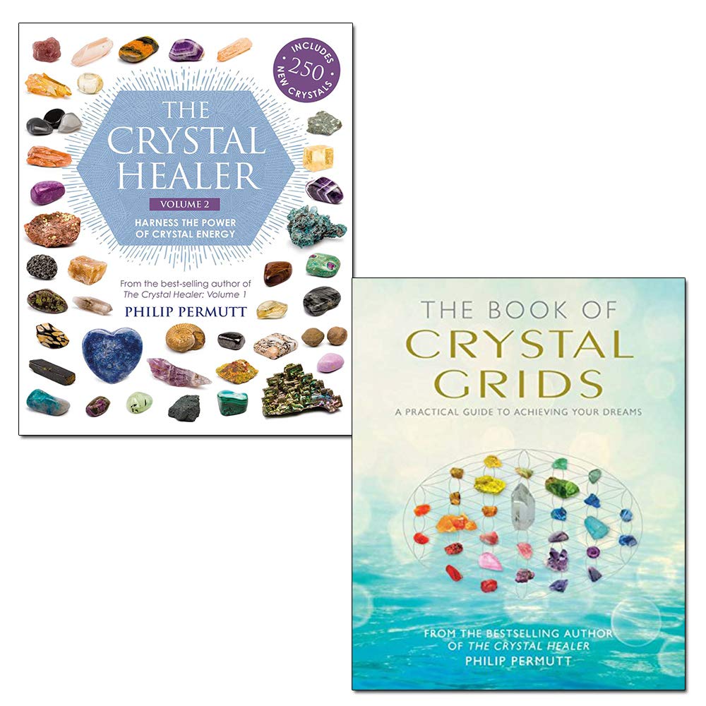 the book of crystal grids and the crystal healer 2 books collection set by philip permutt - A practical guide to achieving your dreams, Crystal prescriptions that will change your life forever Books