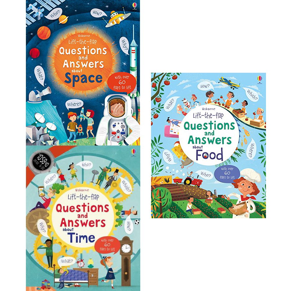 Lift the flap questions and answers series 3 : 3 books collection set (about space, time, food) book