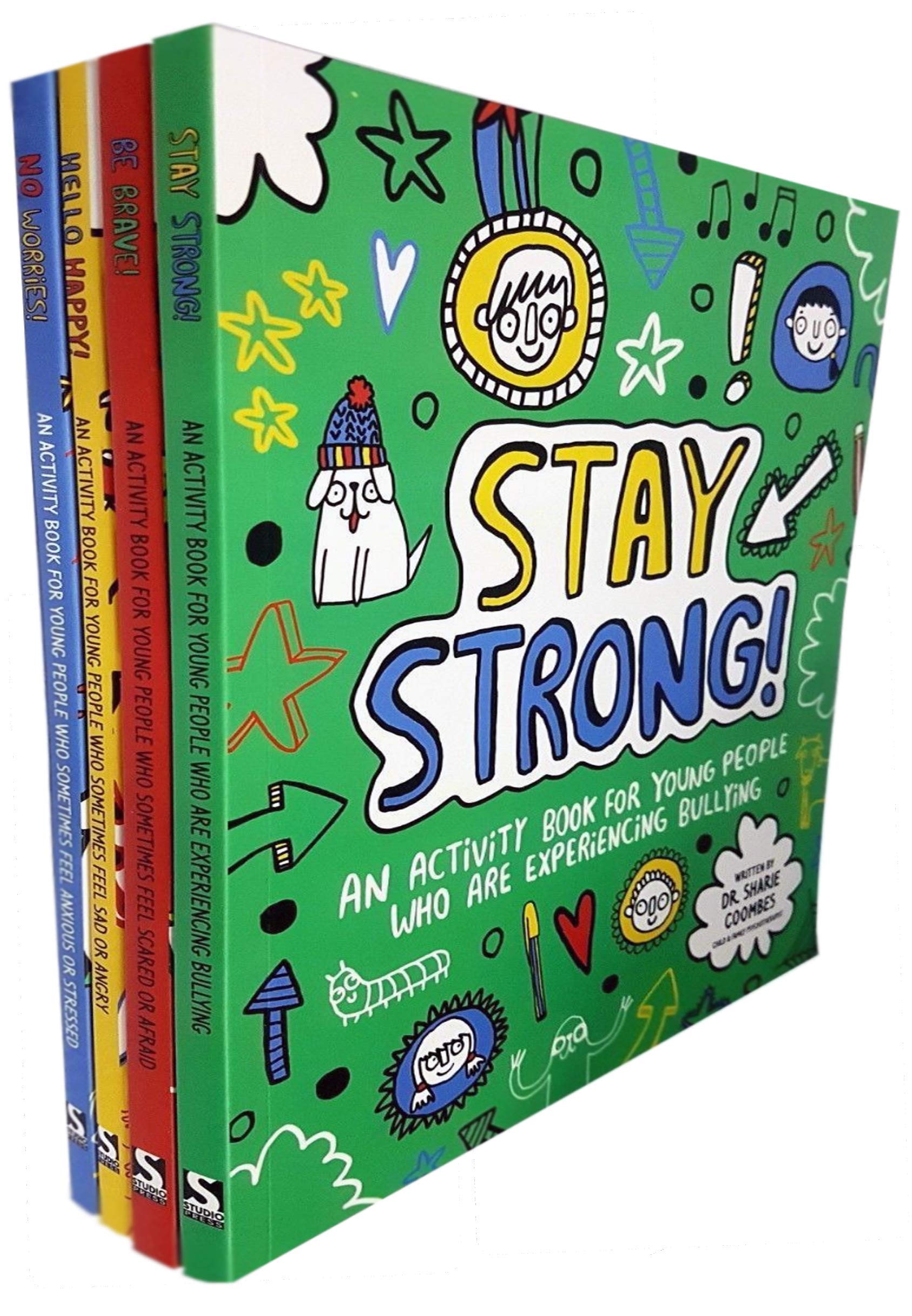 Sharie Coombes Mindful Kids 4 Activity Books Collection Set (Be Brave, Stay Strong, Hello Happy!, No Worries) Children's books