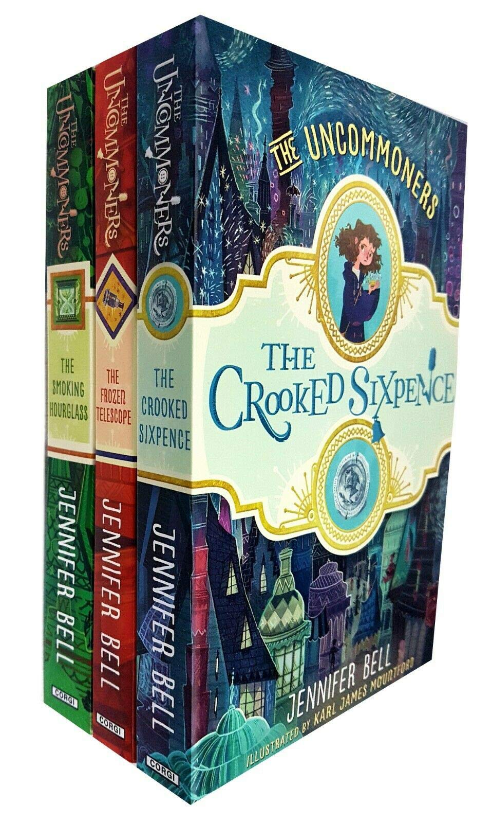 Jennifer Bell The Uncommoners Series 3 Books Set (Smoking Hourglass, Frozen Telescope, Crooked Sixpence) Novels & Short Stories