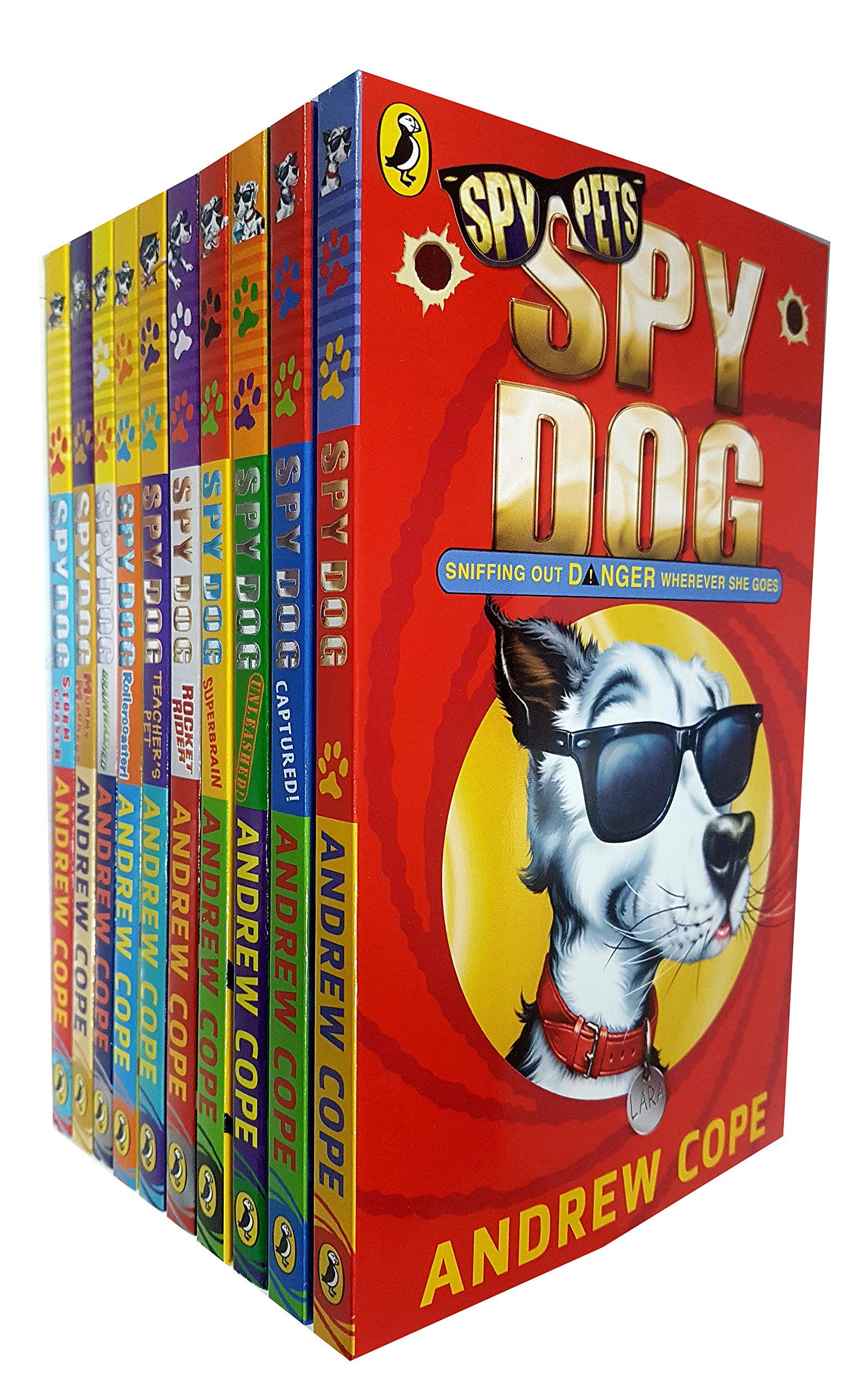 Spy Pets Spy Dog Series 10 Books Collection Pack Set By Andrew Cope (Spy Dog, Captured!, Unleashed!, Superbrain, Rocket Rider, Teacher's Pet, Rollercoaster!, Brainwashed, Mummy Madness) Books