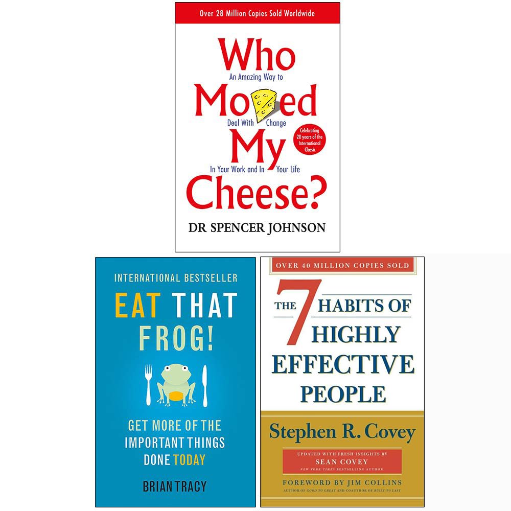 Who Moved My Cheese, Eat That Frog, The 7 Habits of Highly Effective People 3 Books Collection Set Business, Finance & Career