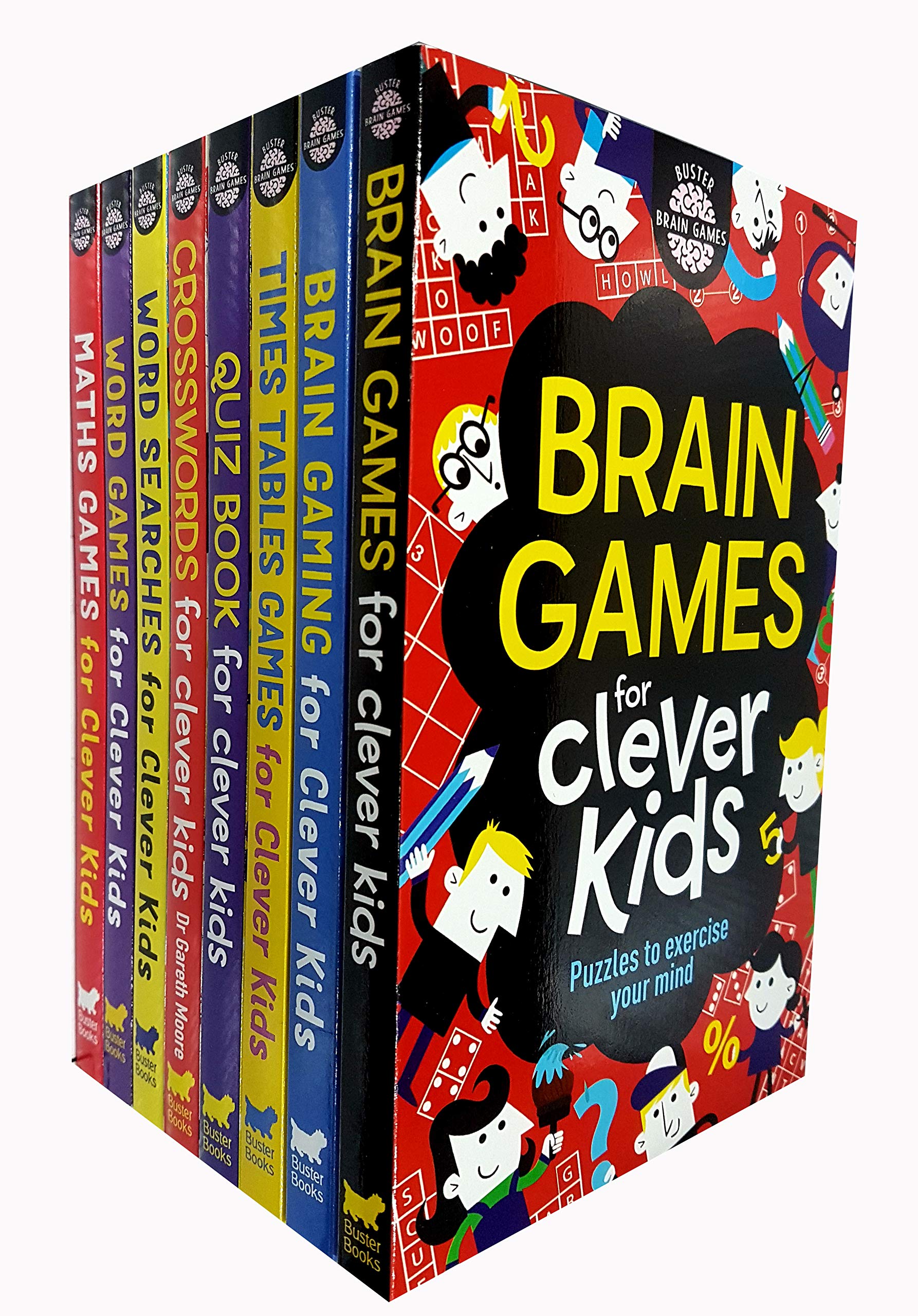 Clever Kids Brain Games 8 Books Collection Set (Brain Games,Wordsearches ,Crosswords,Quiz Book,Maths Games,Brain Gaming,Times Tables Games,Word Games) Young adult books
