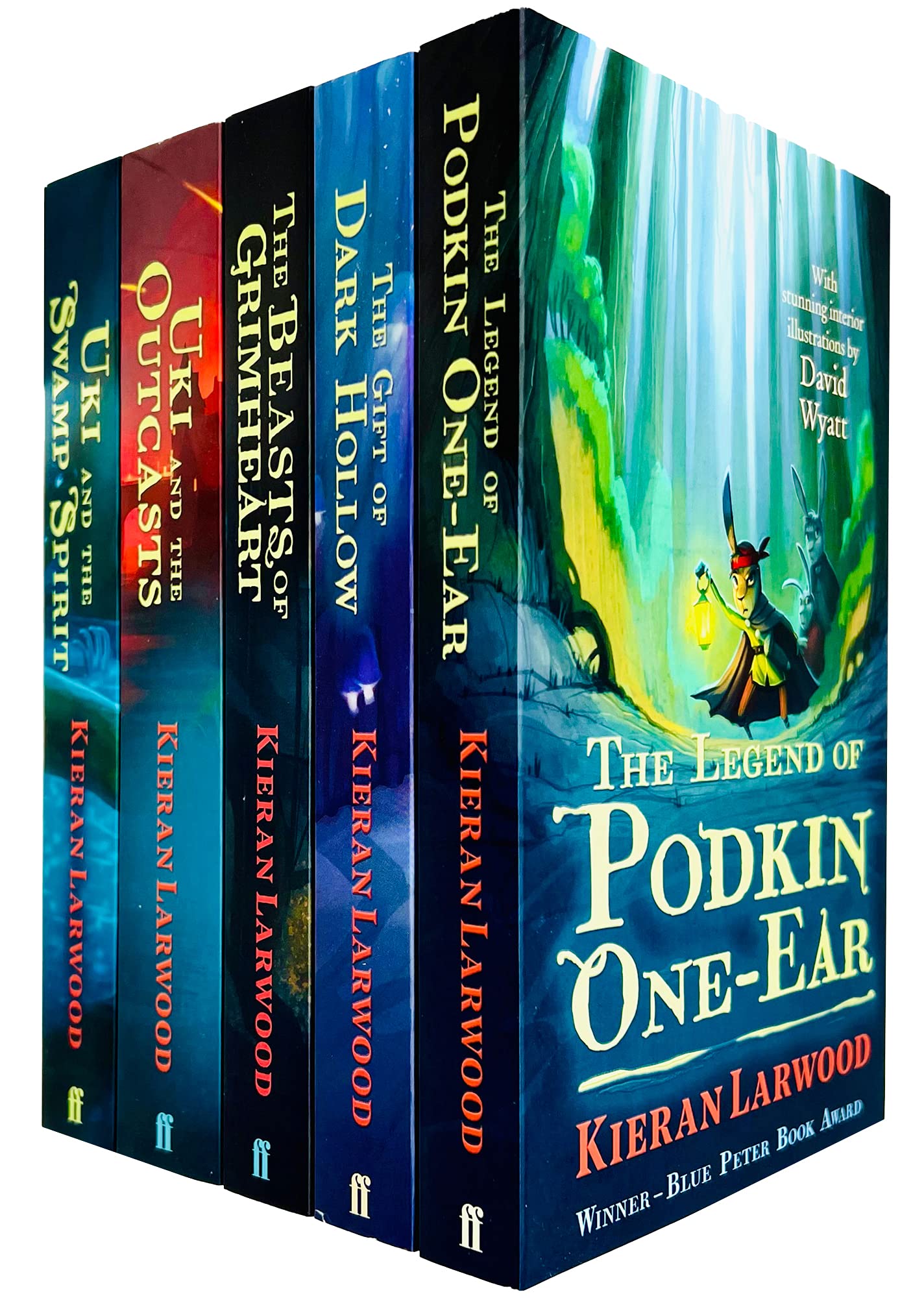 Sammlungsset „The Five Realms Series“ Bücher 1–5 von Kieran Larwood (Legend of Podkin One-Ear, Gift of Dark Hollow, Beasts of Grimheart, Uki and the Outcasts & Uki and the Swamp Spirit) Detective & CSI