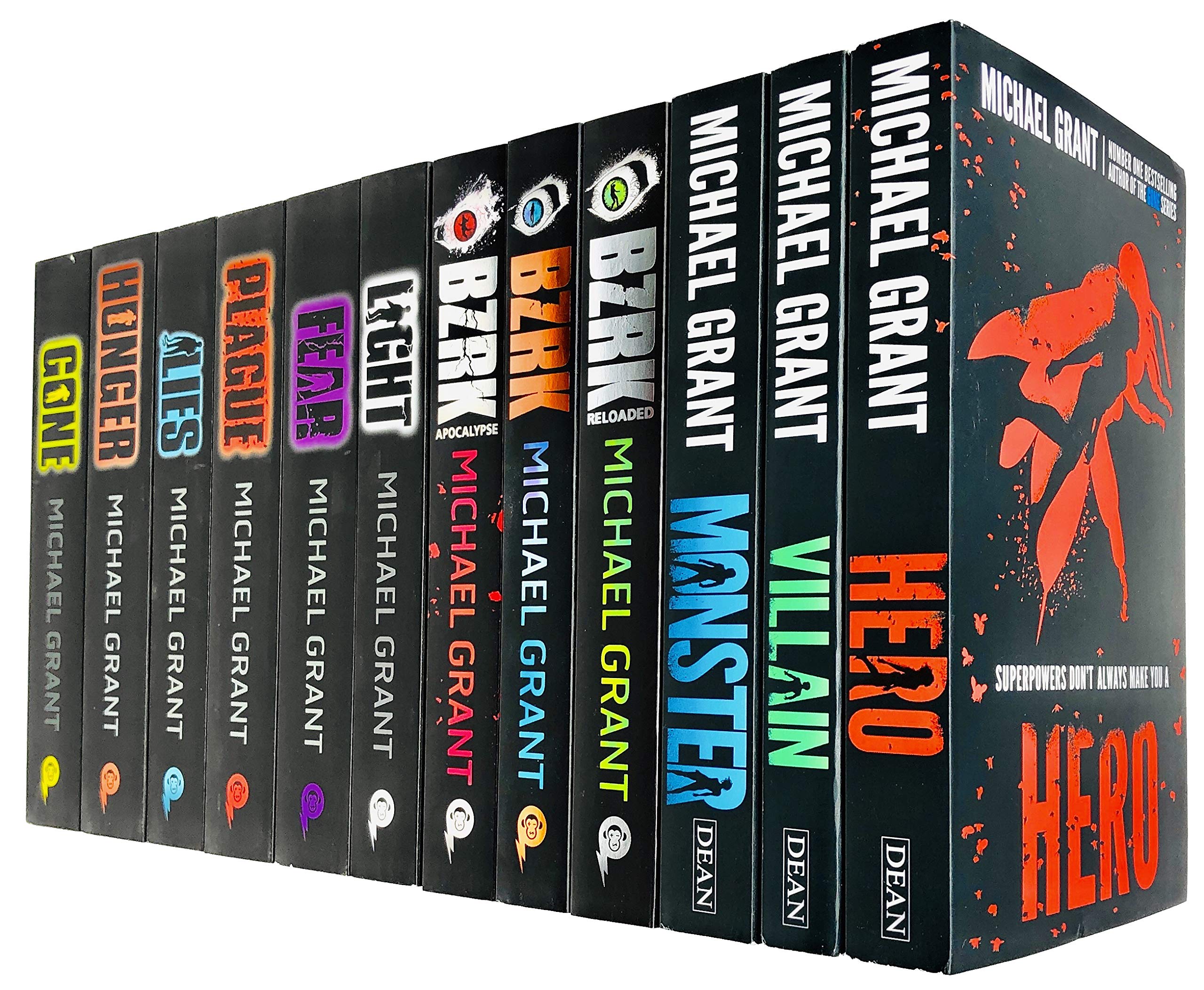 Michael Grant 12 Books Collection Set (Gone Series-Light, Gone, Hunger, Lies, Plague, Fear, Bzrk Series -Bzrk, Reloaded, Apocalypse & Monster Series-Hero, Villain, Monster) Fantasy & Sci-Fi