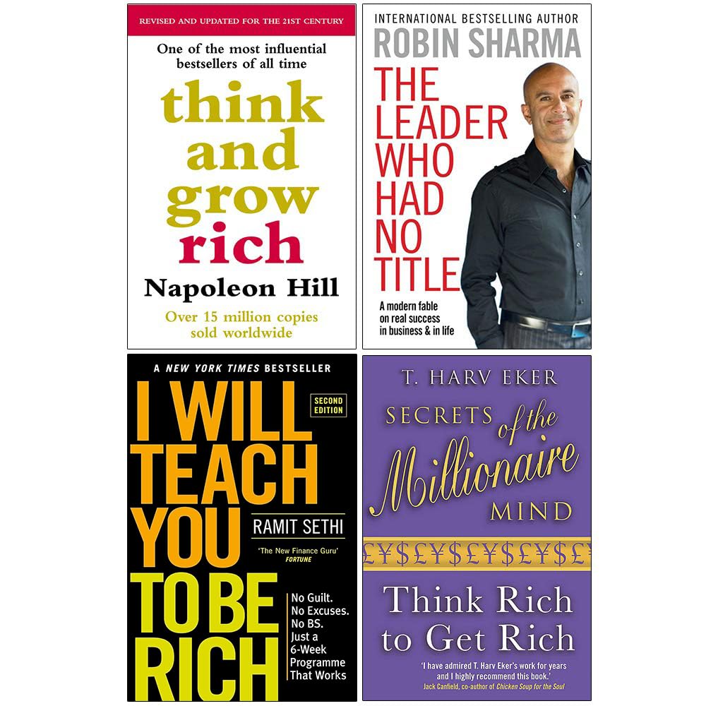 Réfléchissez et devenez riche, le leader qui n'avait pas de titre, je vous apprendrai à être riche, les secrets de l'esprit millionnaire, ensemble de 4 livres book