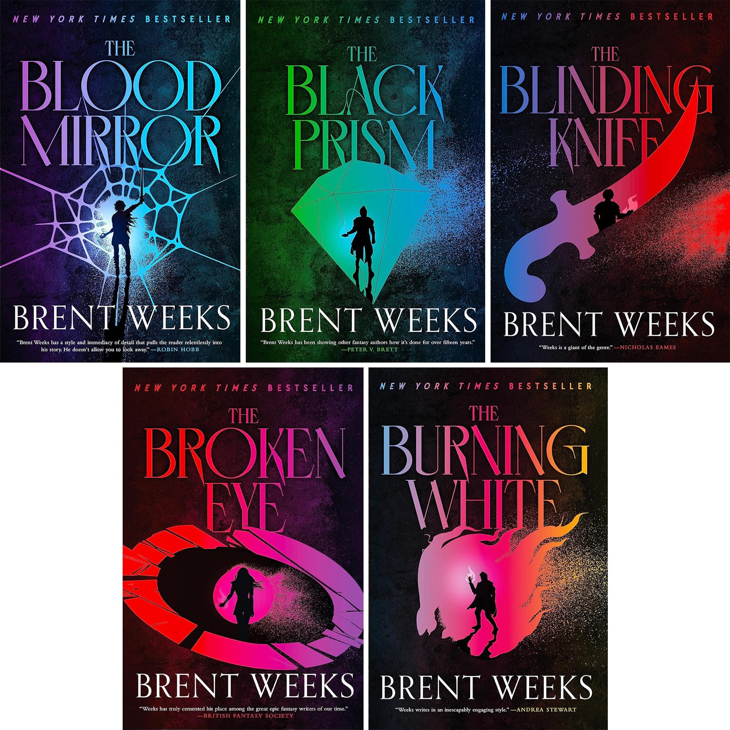 Brent Weeks 5 Books Collection Set (The Black Prism, The Blinding Knife, The Broken Eye, The Blood Mirror, The Burning White) Contemporary literature